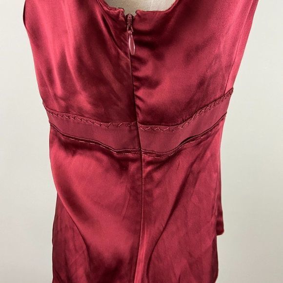 ELIE TAHARI Burgundy Ruffle Trim Silk Blouse - Picture 4 of 13